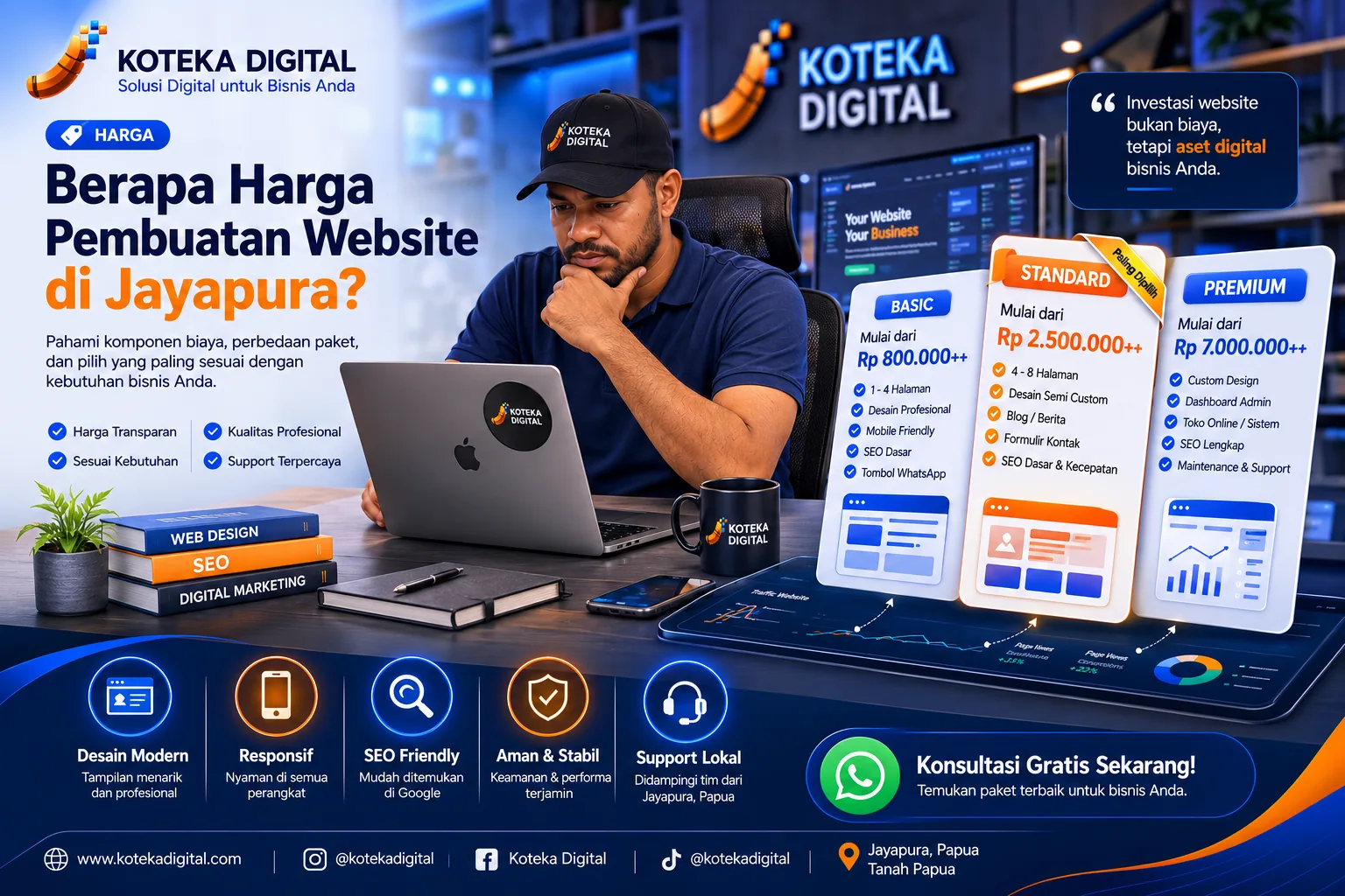 Harga pembuatan website Papua dan paket website UMKM oleh Koteka Digital