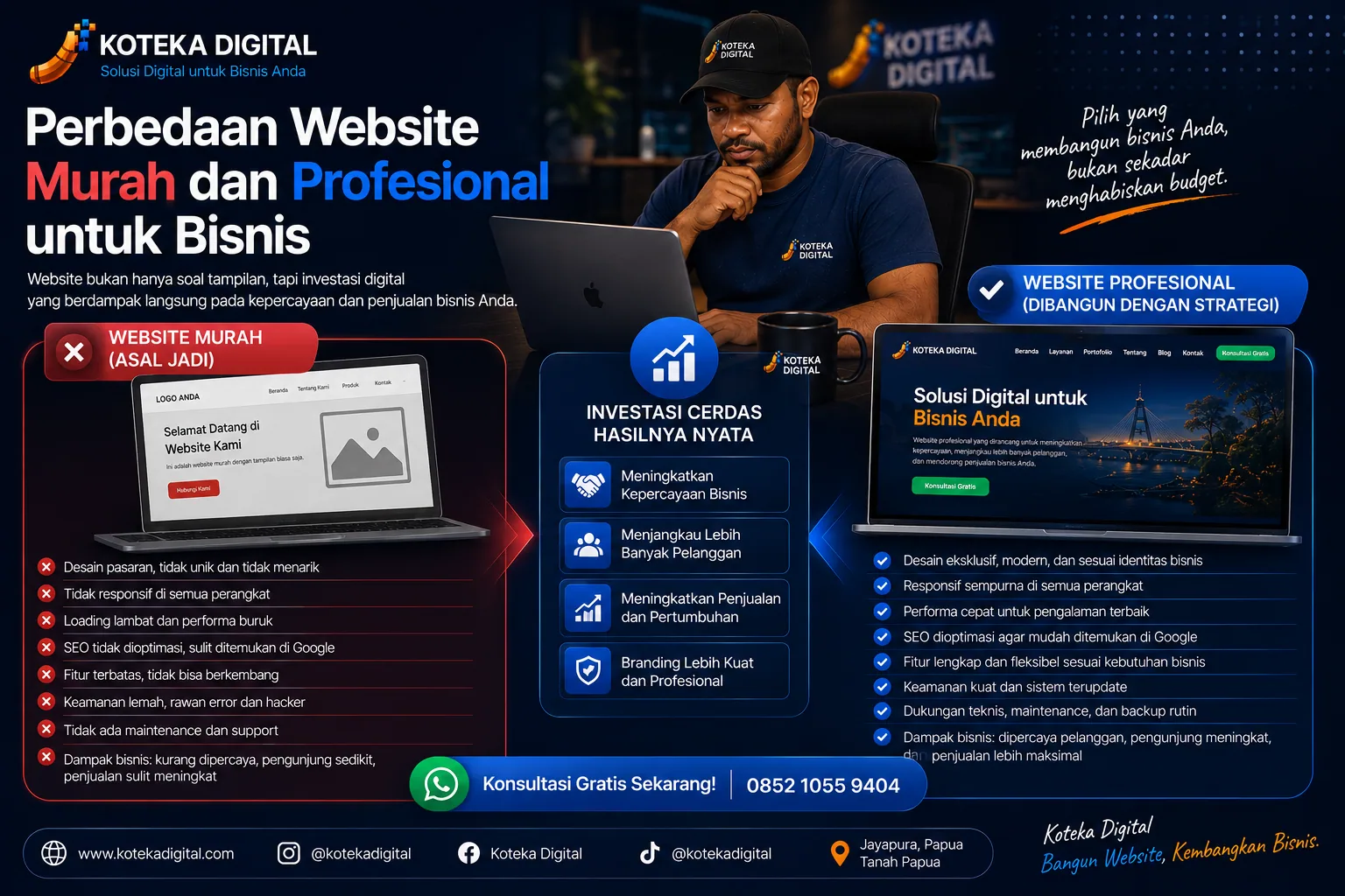 Perbedaan website murah dan profesional untuk bisnis oleh Koteka Digital