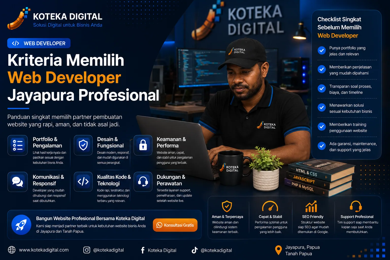Kriteria memilih web developer Papua profesional oleh Koteka Digital