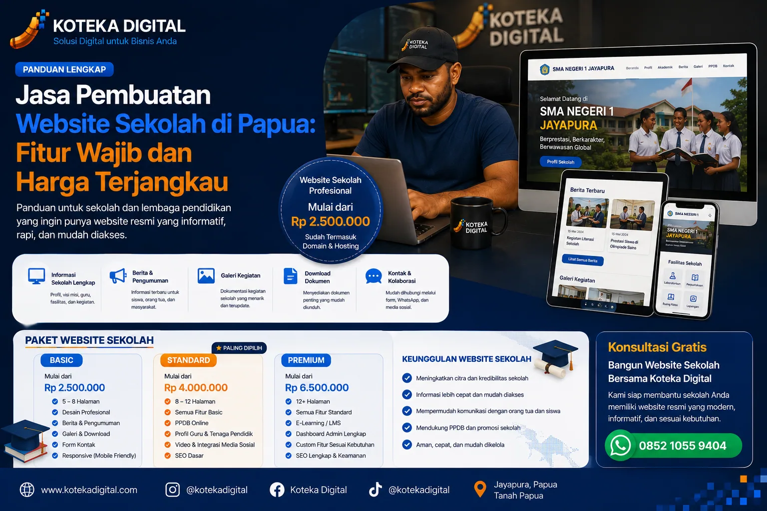 Jasa pembuatan website sekolah Papua oleh Koteka Digital